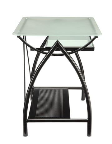 Escritorio para computadora Newport de 39,75" con estante de almacenamiento inferior de OSP Designs - Negro/Transparente