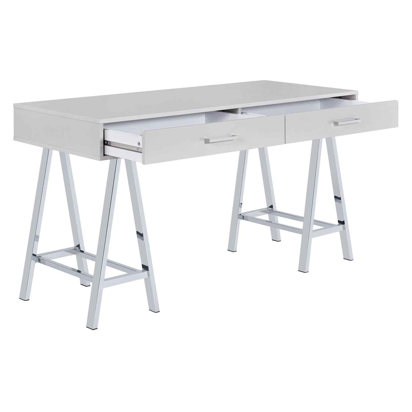 54" Vivid Desk with 2 Drawers by OSP Designs - Gray/Chrome