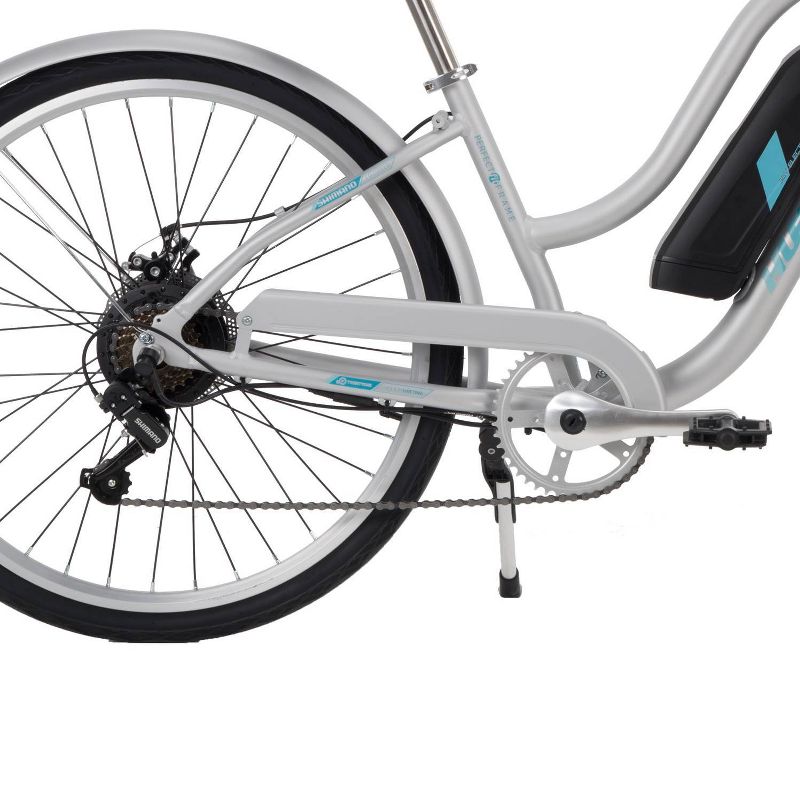 Bicicleta eléctrica Comfort Cruiser de 27,5" para mujer Huffy Everett - Plateada