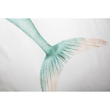 Snurk Twin Size 2-Piece Mermaid Duvet Cover Set - White/Blue