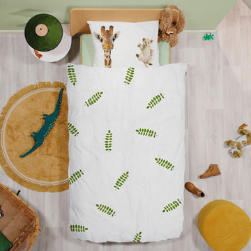Snurk Twin Size Wild Friends Duvet Cover Set (2-Piece) - White