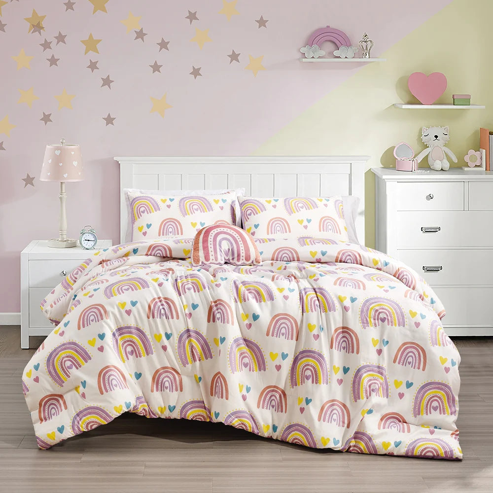 Esca Rainbow Twin Size 3-Piece Comforter Set - Pink