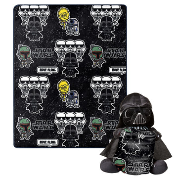 Juego de almohada y manta de tacto sedoso con el personaje de Star Wars Space Vader, color negro