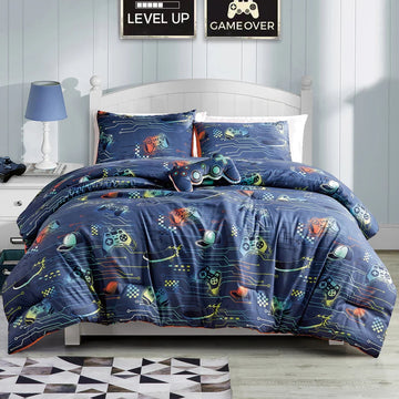 ESCA GameBoy Full/Queen Size 4-Piece Comforter Set - Blue