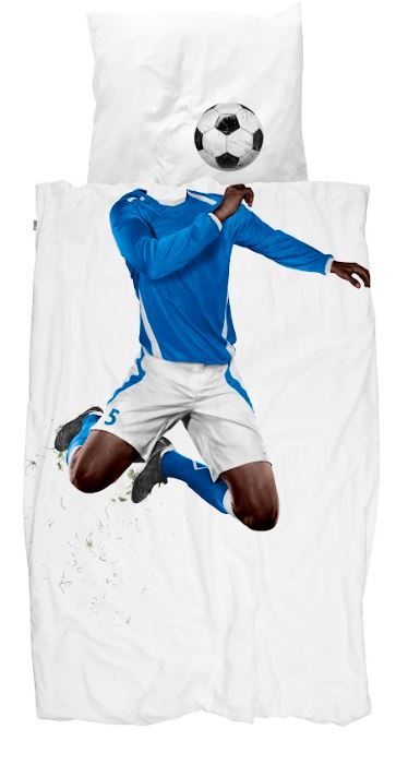 Juego de funda de edredón de 3 piezas tamaño queen de Snurk Soccer Champ - Azul/oscuro