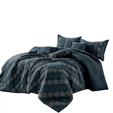 ESCA Eulanda Luxury Queen Size 7-Piece Comforter Set - Blue