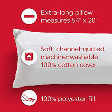 Sunbeam 2127865 54" Heated Body Pillow with Temperature Controller - White