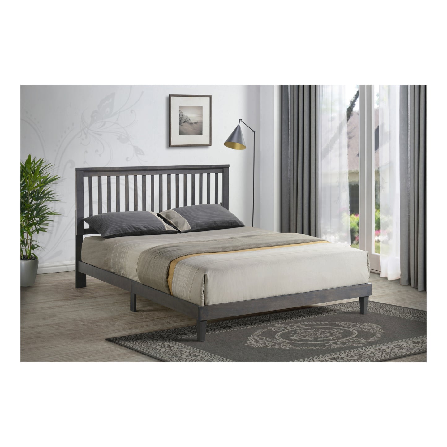 Mission Modern Queen Wooden Platform Bed