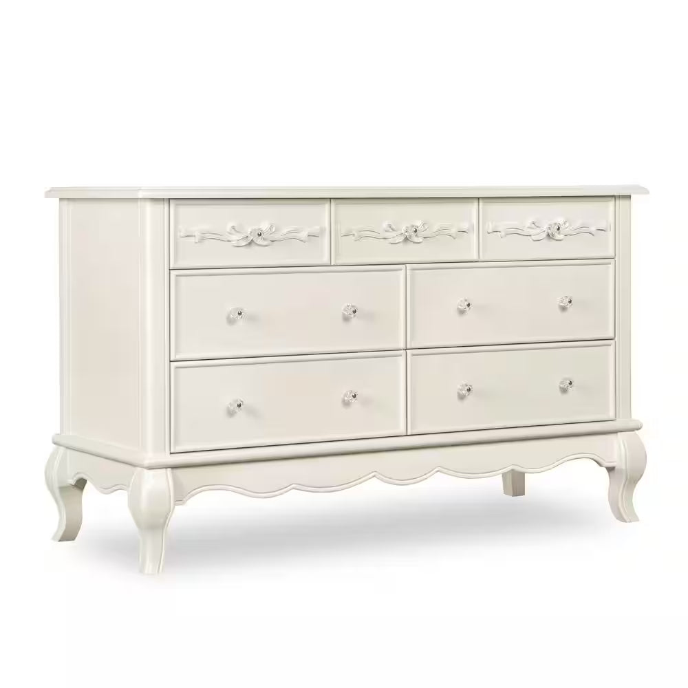 Aurora 54" Double Dresser with 7 Drawers by Evolur - Ivory