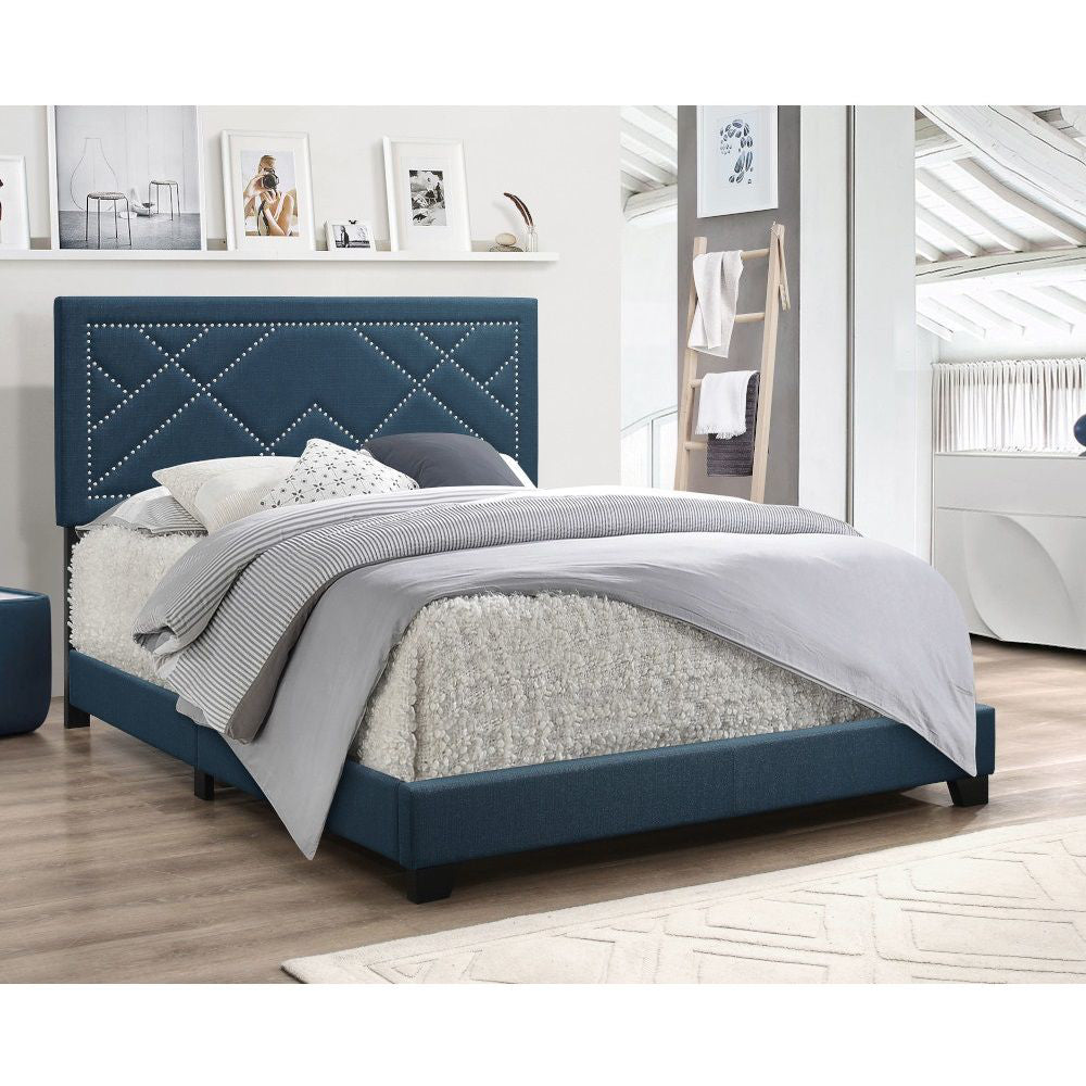 Ishiko Queen Size Bed by Acme Furniture - Dark Teal Linen