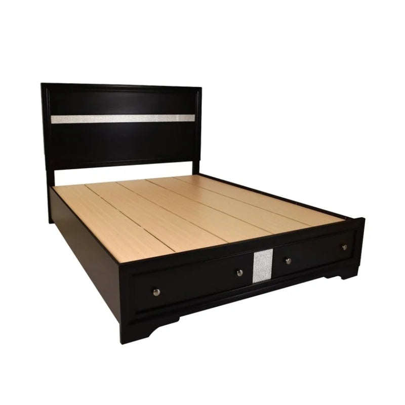 Juego de dormitorio de 4 piezas con cama tamaño queen, tocador, espejo y mesita de noche de Best Home