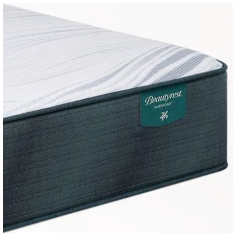 Colchón híbrido tamaño king Beautyrest Harmony Driftwood Bay con parte superior ajustada, firme, color gris y blanco