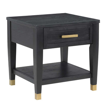 Yves 24" End Table with Open Shelf and Drawer by Steve Silver Company - Black