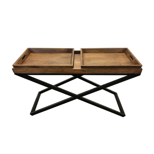 Mesa consola con bandeja cuadrada Monaco de Primitive Collections - Marrón