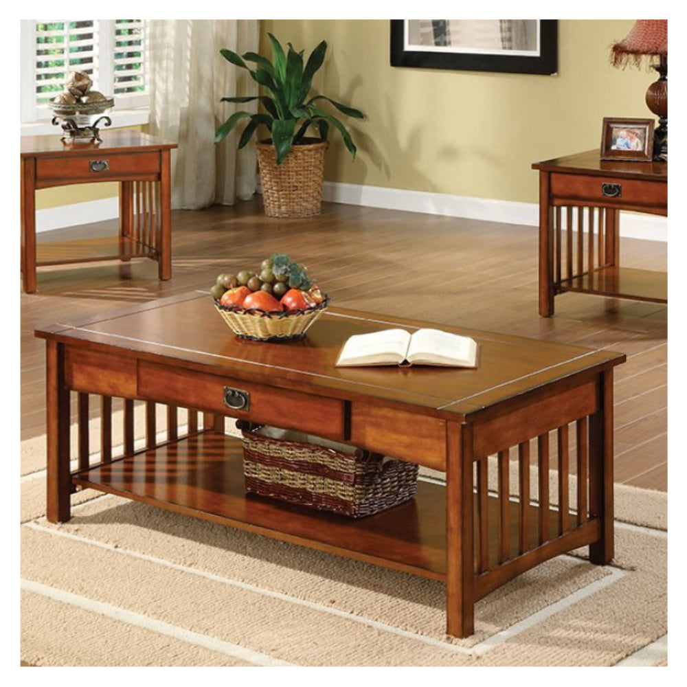 Seville 3-Piece End & Coffee Table Set with a Drawer Each by Furniture of America