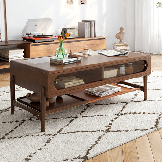 Mesa de centro con cristal de Best Home - Marrón oscuro