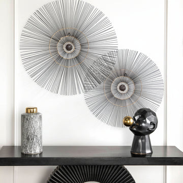 Tarro de jengibre de cerámica contemporáneo de 13" de Sagebrook Home con tapa dorada - Negro/blanco