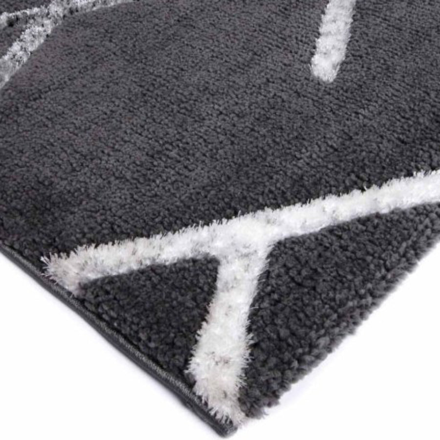 Tufan 5' 3" x 7' 7" Orizaba-01 Power Loomed Rectangle Rug in Viscose Pile - Dark Gray