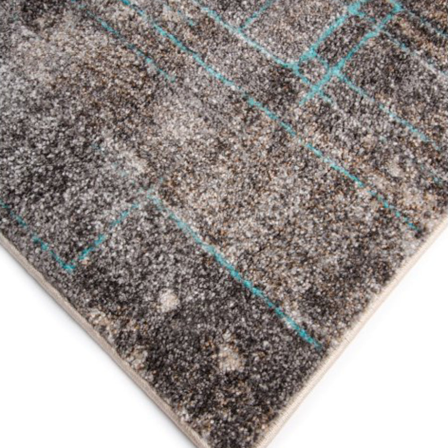 Tufan 5' 3" x 7' 7" Barcelona-02 Power Loomed Rectangle Rug in Polyester and Polypropylene - Beige/Teal