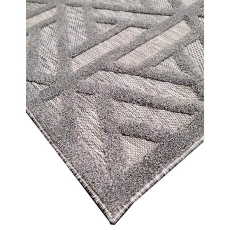 Alfombra rectangular tejida a máquina Tufan Logan-08 de 4' x 6' en pelo de poliéster - Gris