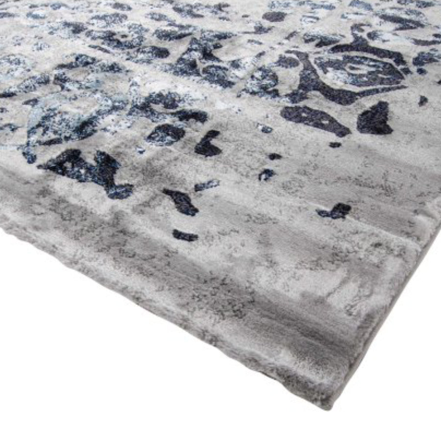 Alfombra rectangular tejida a máquina Andrea-03 de 5' x 8' de Tufan en pelo de polipropileno - Azul/gris