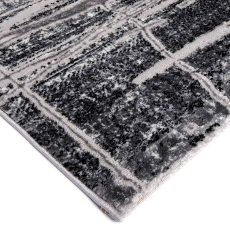 Tufan 5' 3" x 7' 7" Moris-01 Power Loomed Rectangle Rug in Polyester Pile - Gray