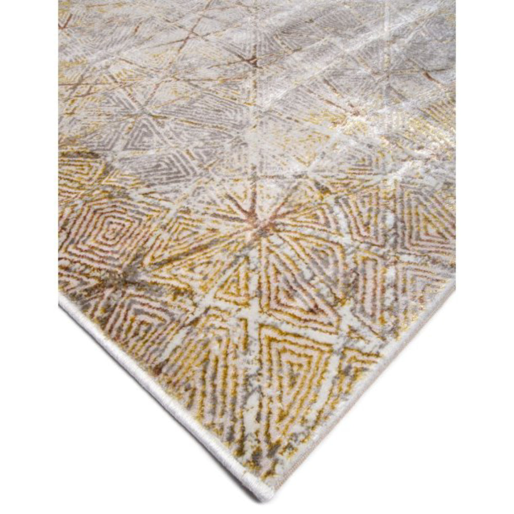 Tufan 5' x 8' Ebangard-02 Power Loomed Rectangle Rug in Polypropylene and Polyester - Yellow/Silver