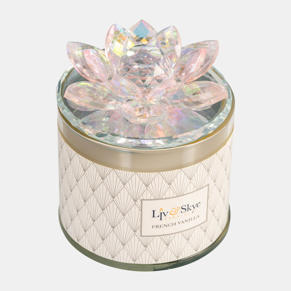 Sagebrook Home Contemporary 5" Crystal French Vanilla Lotus Candle - Pink