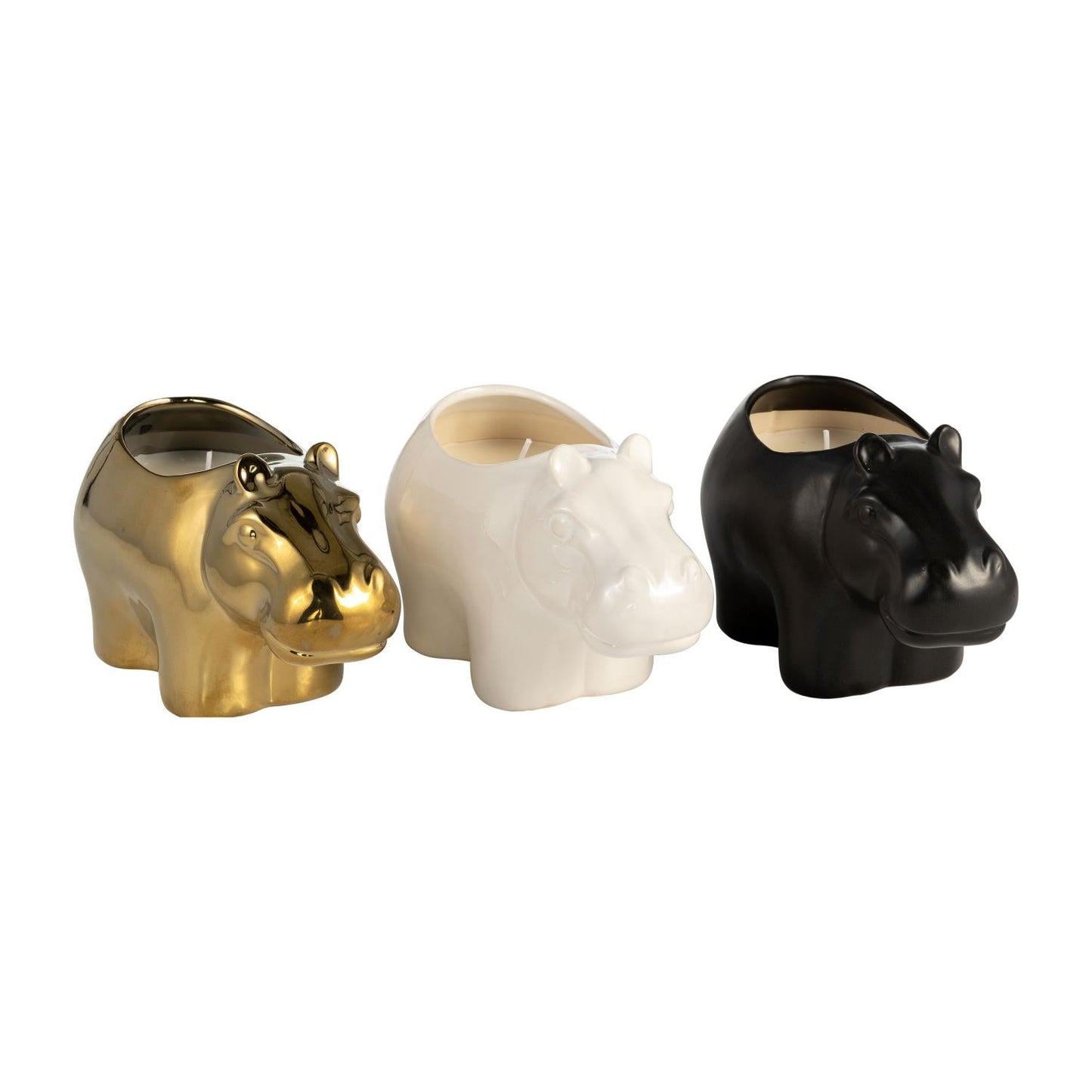 Sagebrook Home Ceramic Hippo Soy Scented Candle (Set of 3)