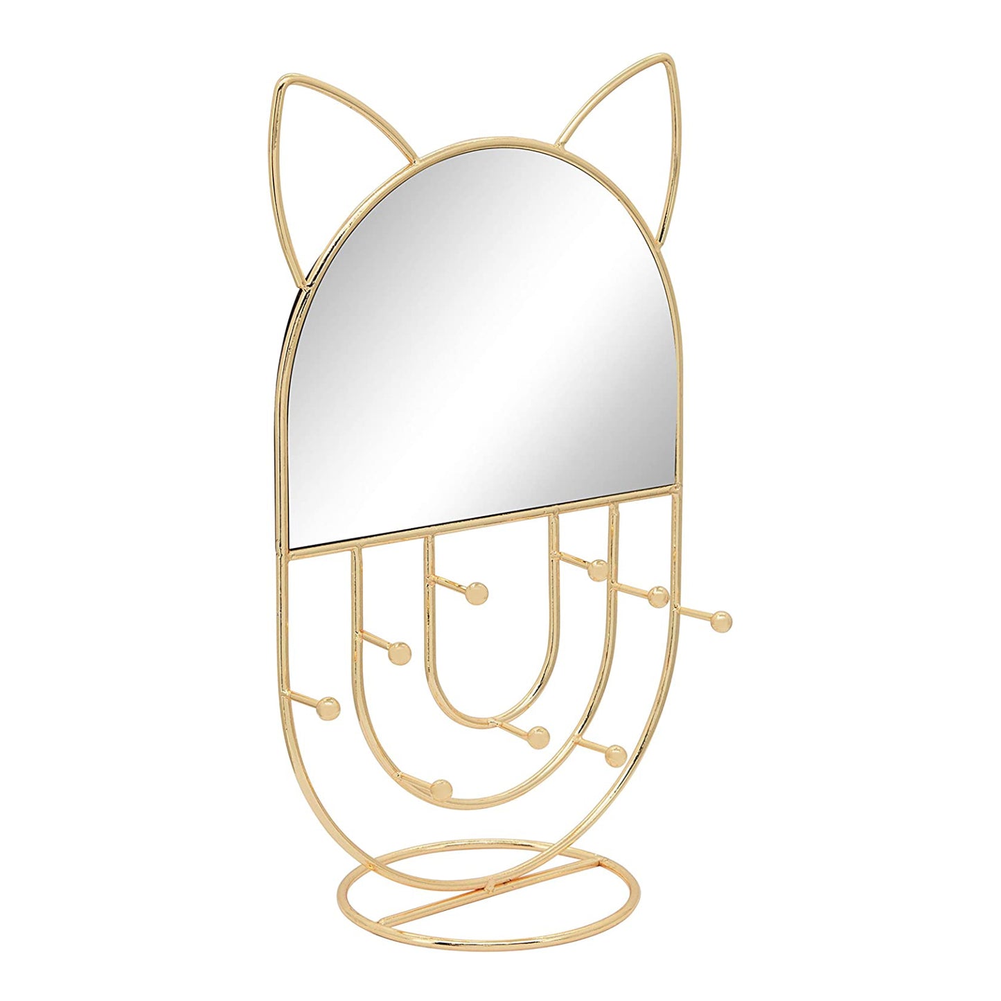 Sagebrook Home Contemporary 12" Metal Cat with Mirror Rack - Gold