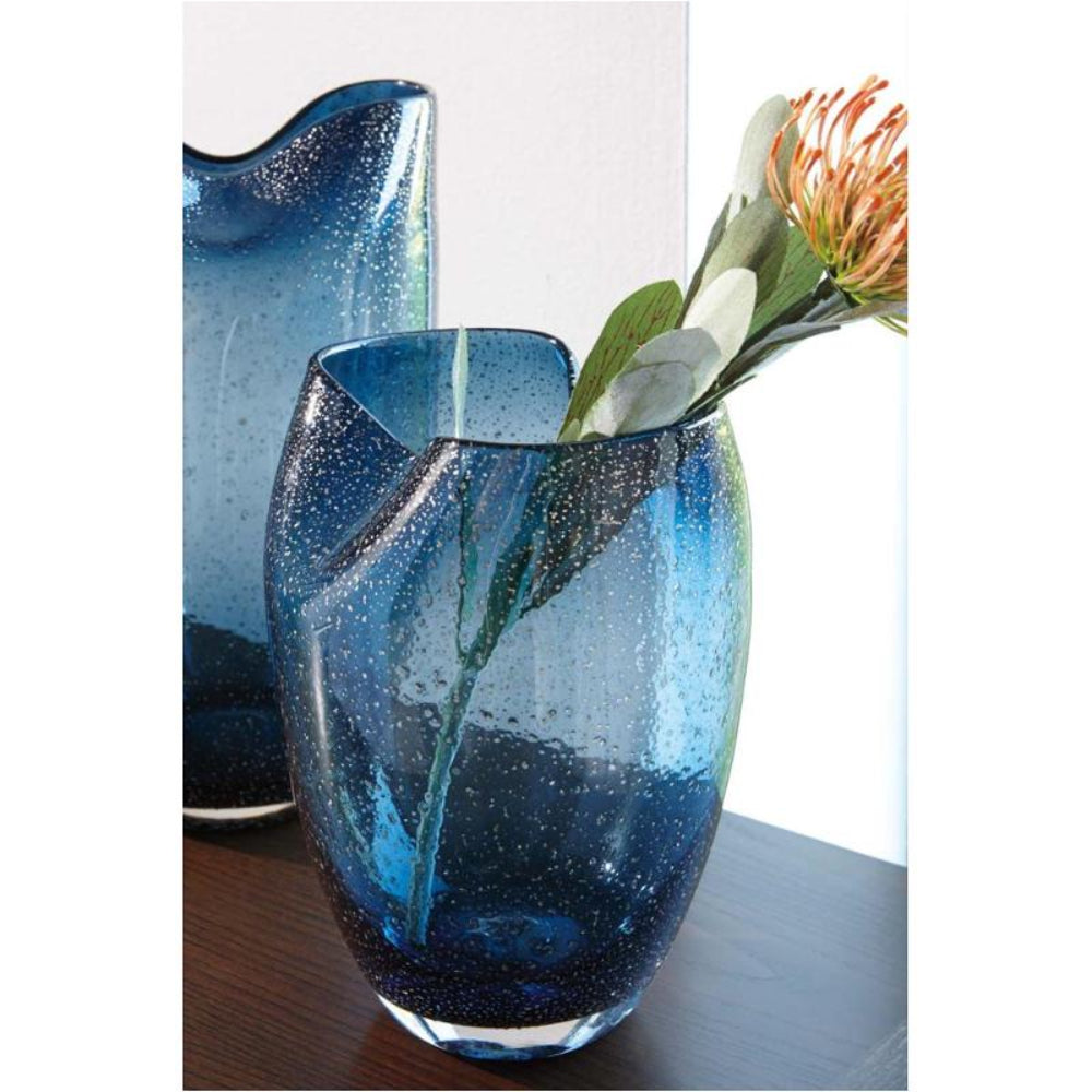 Ashley Furniture Didrika 9" Glass Vase - Blue