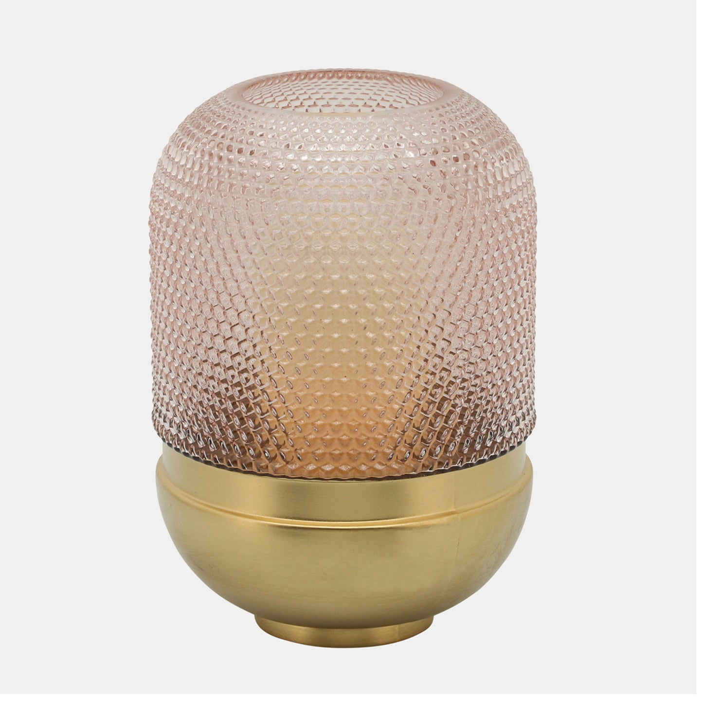 Sagebrook Home Glam 11" Urn Shaped Glass Vase with Textured Dots - Pink/Gold