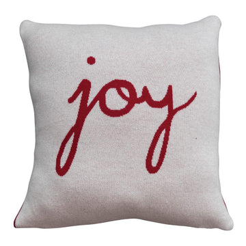 Creative Co-Op 12" Square Two-Sided Cotton Knit Pillow Joy - Red/White