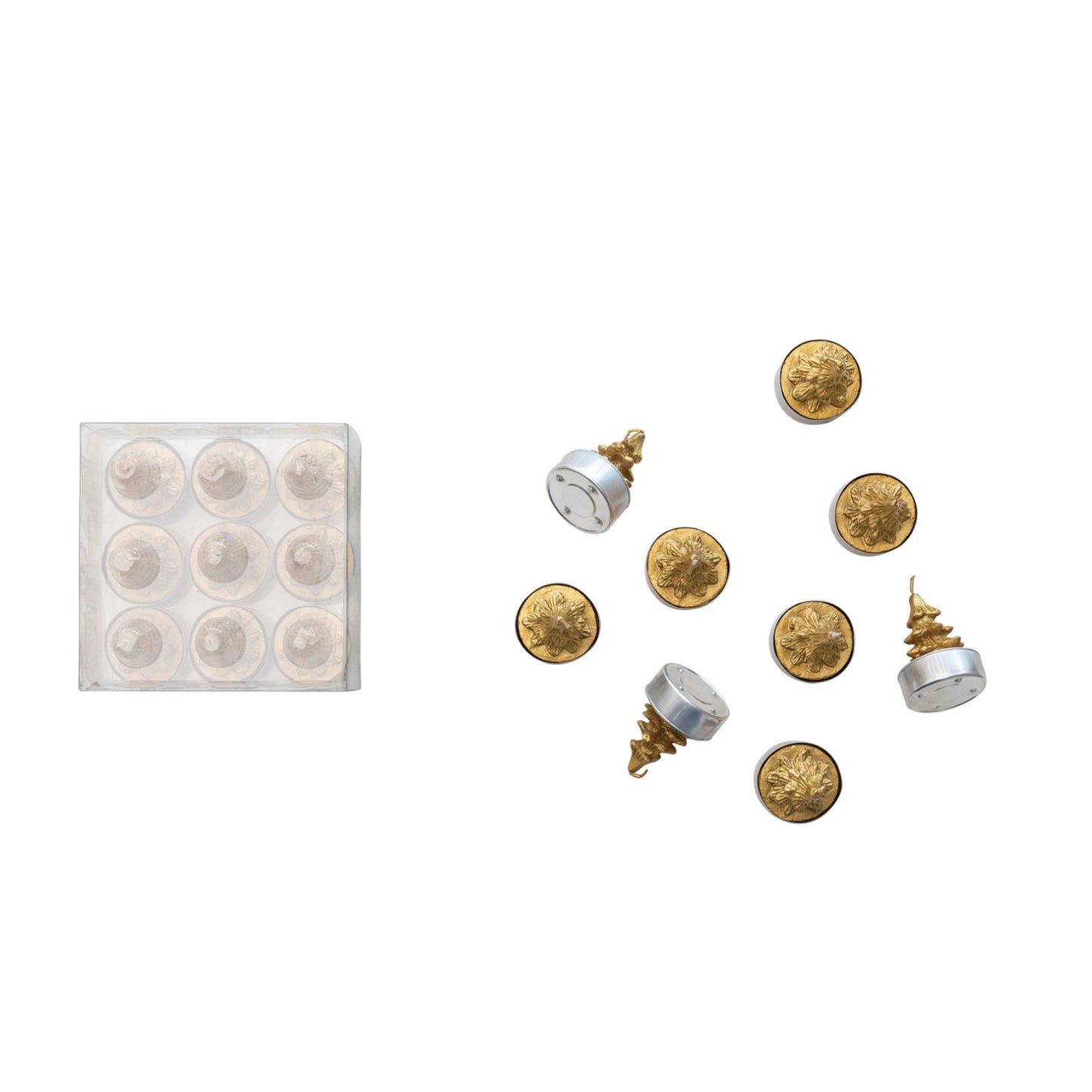 Velas de té con forma de árbol sin aroma de Creative Co-Op (juego de 9) - Dorado