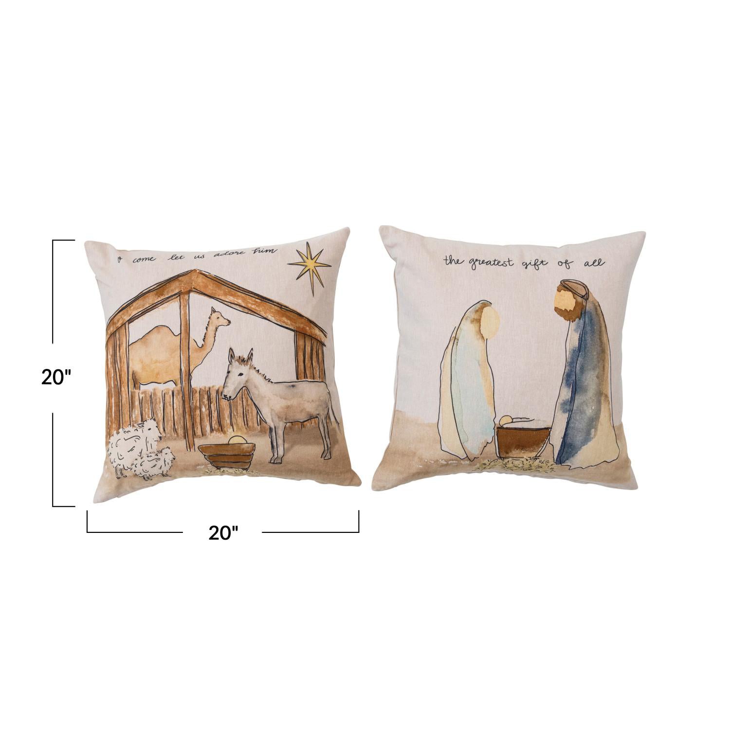 Juego de 2 almohadones de algodón estampados en cambray de 20