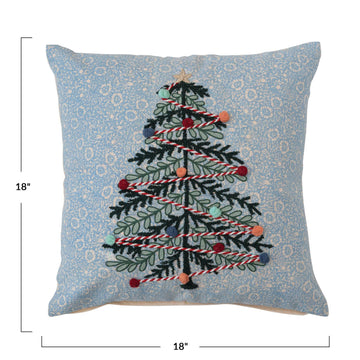 Almohada de algodón estampada con árbol de Navidad de 18" de Creative Co-Op - Multicolor