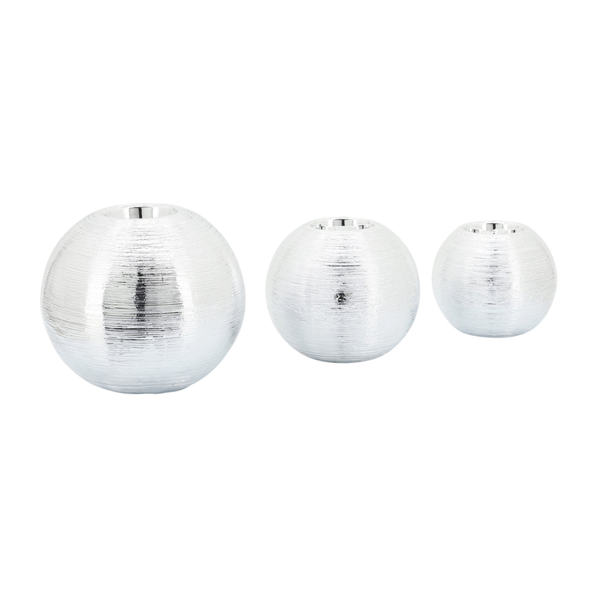 Sagebrook Home Ceramic Scratch Orbs (Set of 3) - Silver