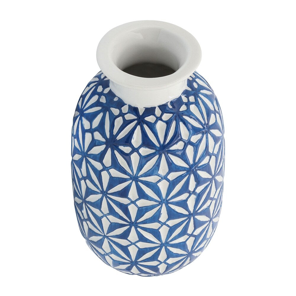 Jarrón de cerámica con forma de margarita de 8" de Sagebrook Home Contemporary - Azul