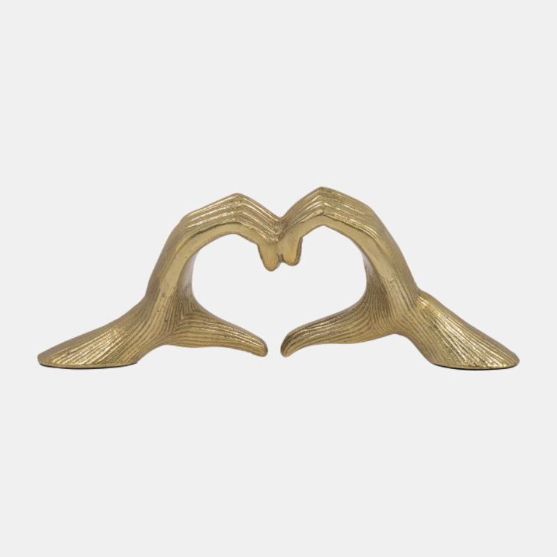 Sagebrook Home 13" Hand-Heart Sculpture in Metal - Gold