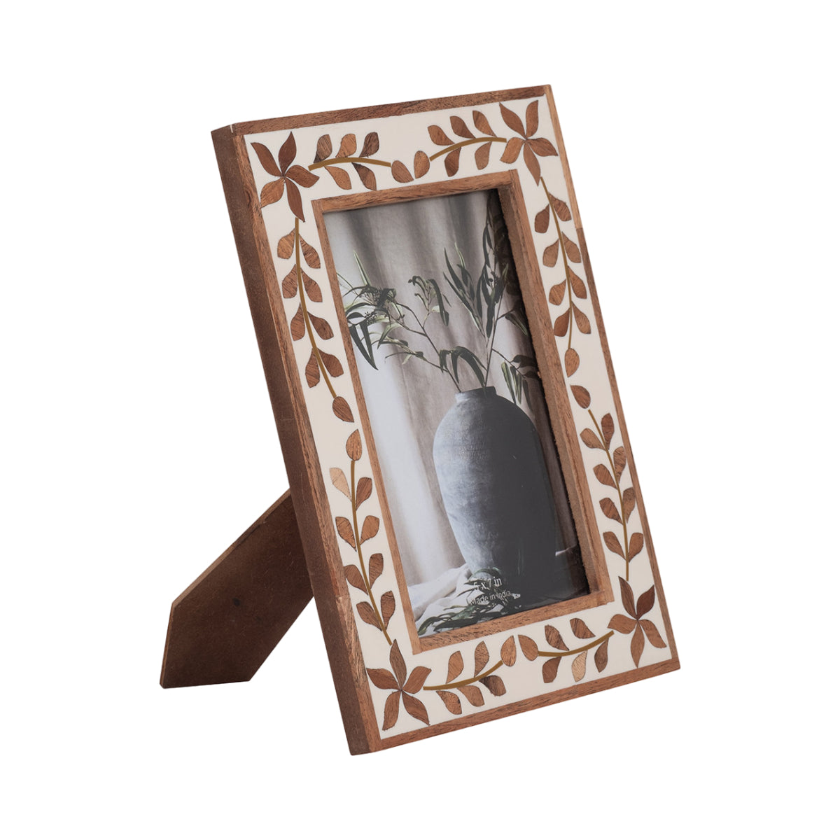 Sagebrook Home 5" x 7" Wood Inlay Vine Photo Frame - Natural