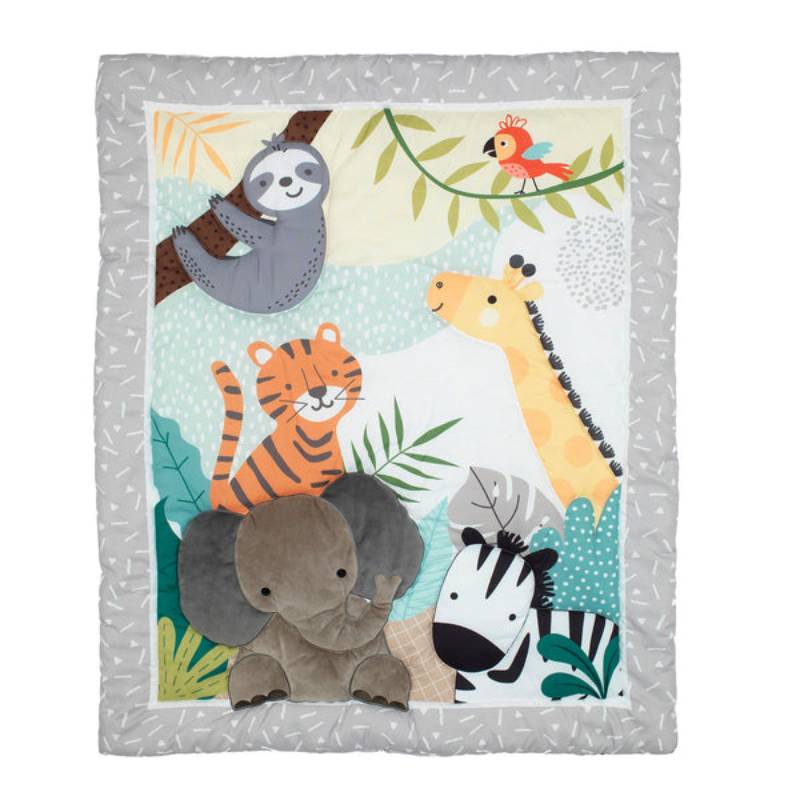 Bedtime Originals Mighty Jungle Animals Crib Bedding Set (3-Pieces) - Multicolor