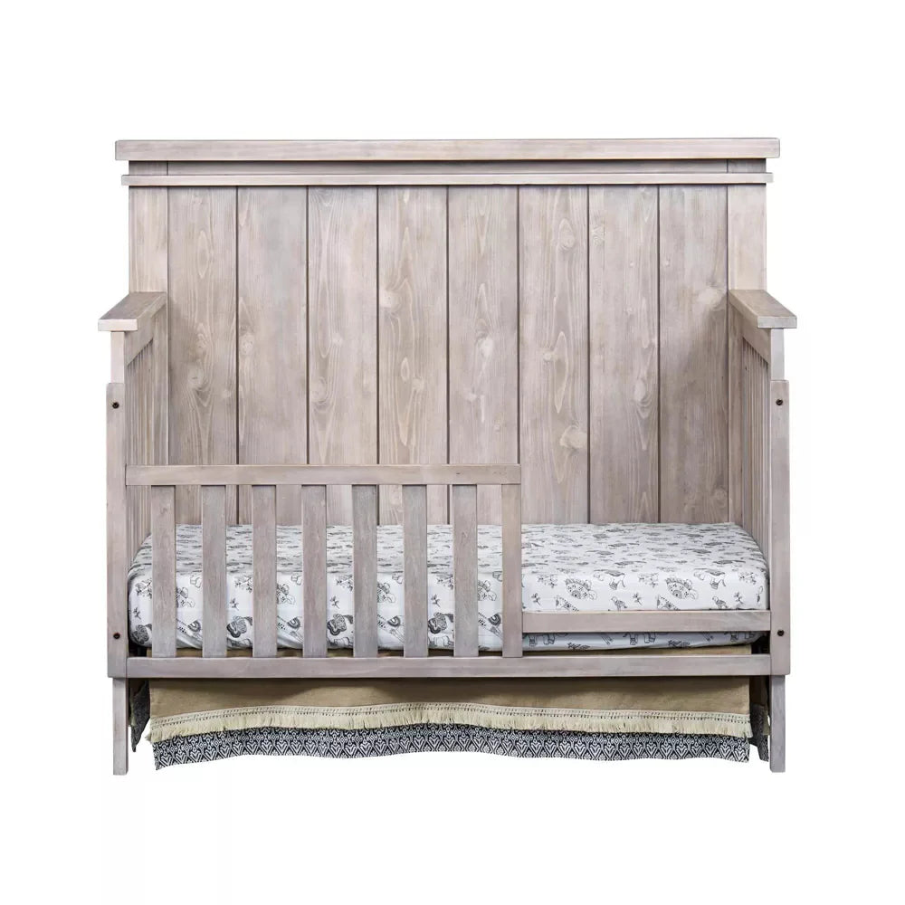 Bundle: Soho Baby Hampton Stone Wash 4-in-1 Convertible Crib + Bedtime Originals Roar Dinosaur Wall Decals + Crib Bedding Set (3 Pieces) + Fitted Crib Sheet