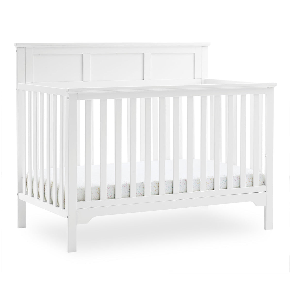 Delta Children Sweet Beginnings Hart Flat Top White 6-in-1 Convertible Wooden Crib