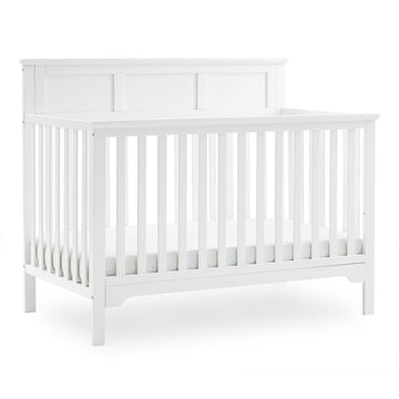 Delta Children Sweet Beginnings Hart Flat Top White 6-in-1 Convertible Wooden Crib