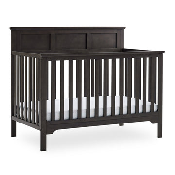 Delta Children Sweet Beginnings Hart Flat Top Stone Gray 6-in-1 Convertible Wooden Crib