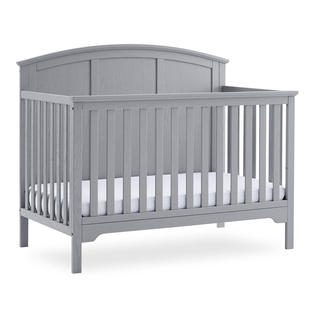 Cuna convertible de madera 6 en 1 con parte superior curvada en gris Sweet Beginnings de Delta Children