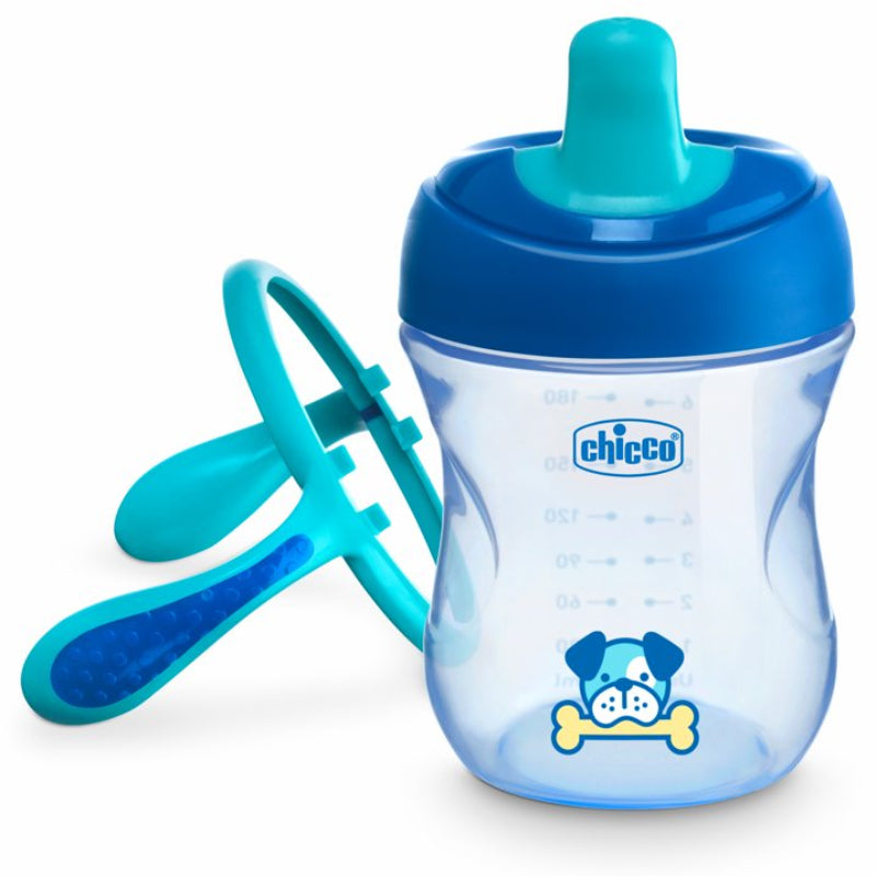 Vaso para bebé Chicco de 7 oz, semiblando, con boquilla resistente a mordidas, 6 meses o más, color azul