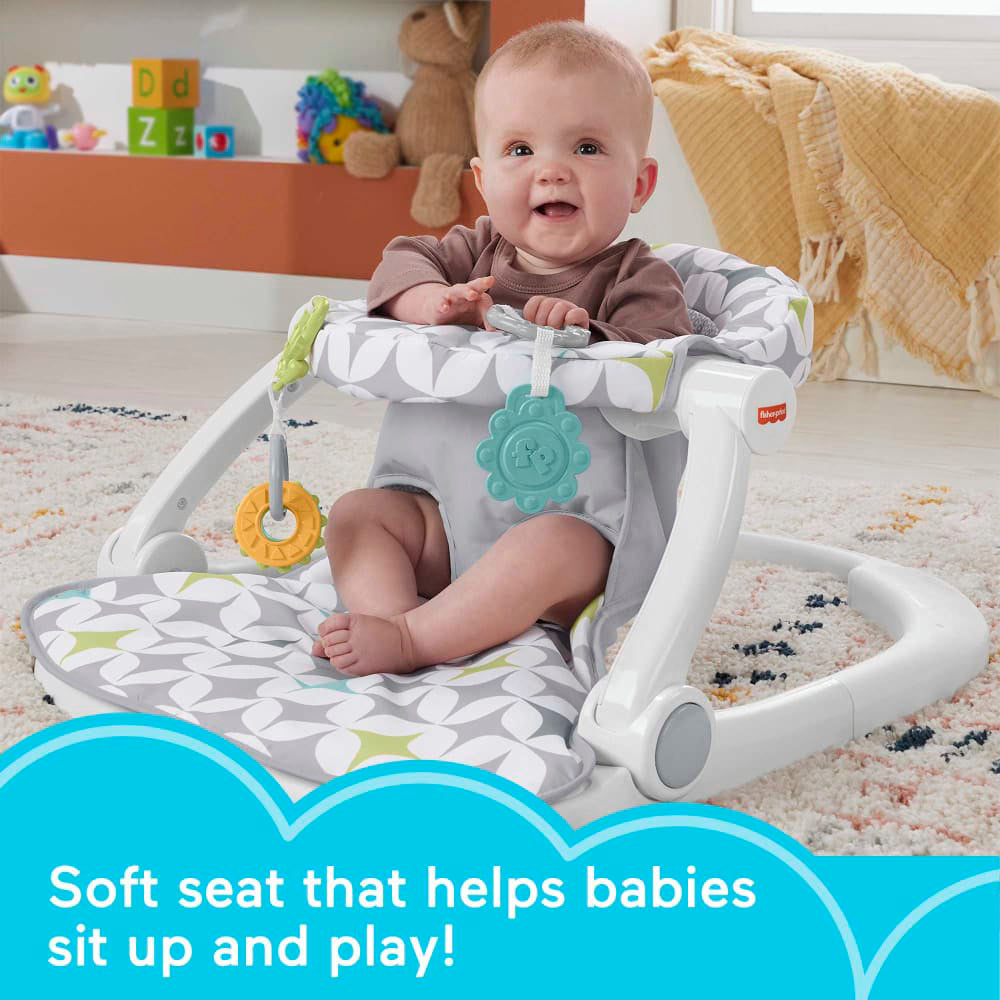 Silla de bebé portátil con asiento de piso Sit-Me-Up de Fisher-Price con 2 juguetes - Starlight Burst