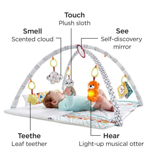 Gimnasio de lujo Perfect Sense de Fisher-Price para bebés con 6 juguetes de actividades extraíbles