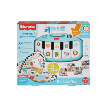 Gimnasio con piano para bebés 4 en 1 que brilla y crece con juguetes de aprendizaje musical Fisher-Price, color azul